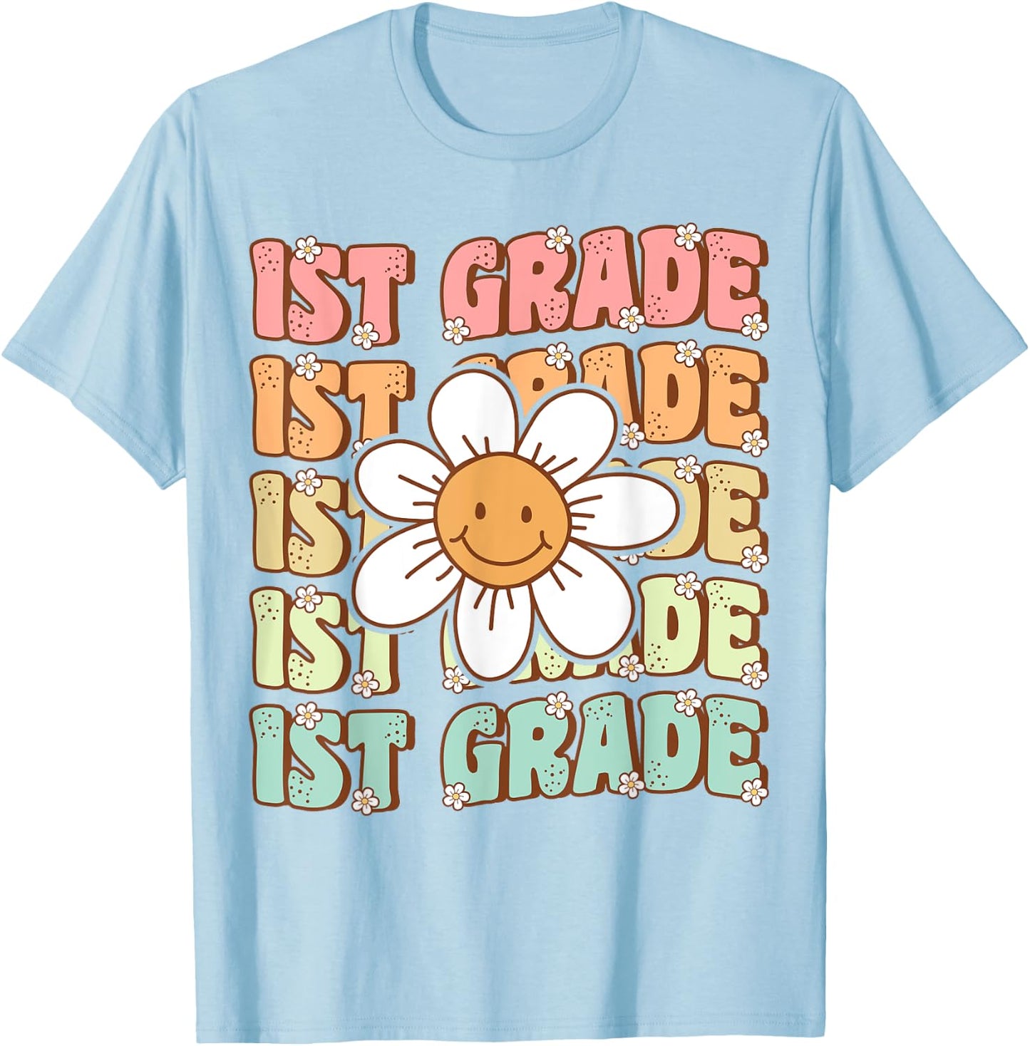Groovy 1st Grade Back To School First Day of First Grade T-Shirt - T-Shirt | Light Blue