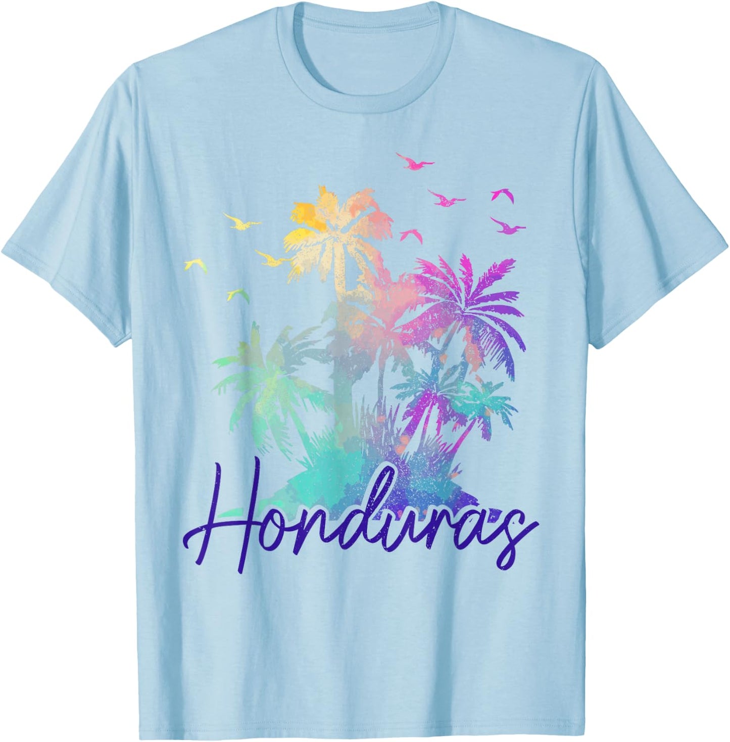 Honduras Beach Vintage Palm Trees Holiday T-Shirt - T-Shirt | Light Blue