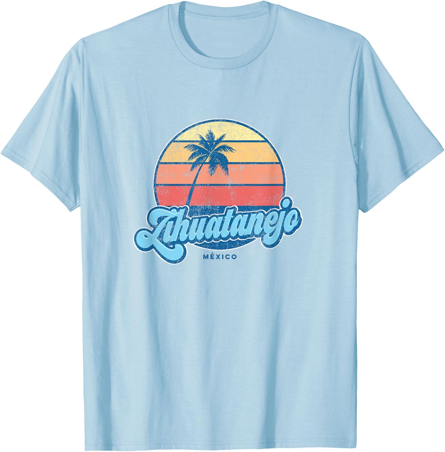 Vintage Zihuatanejo Mexico Classic 70s Retro Surfer T-Shirt - T-Shirt | Light Blue