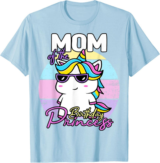 Unicorn Mom Of The Birthday Princess Unicorn T-Shirt - T-Shirt | Light Blue