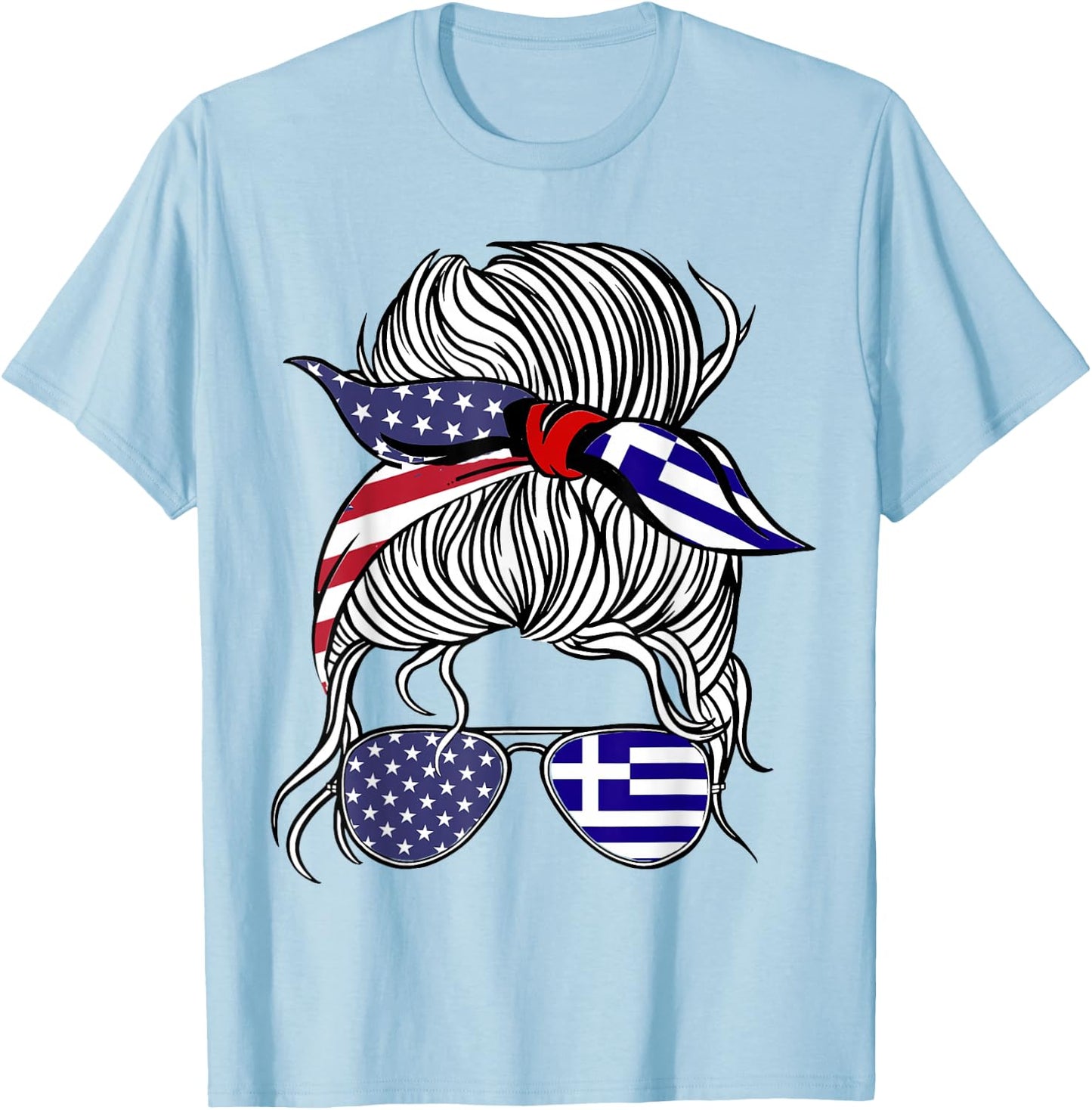 American Greek Patriot Flag Women Girl Greece Grown T-Shirt - T-Shirt | Light Blue
