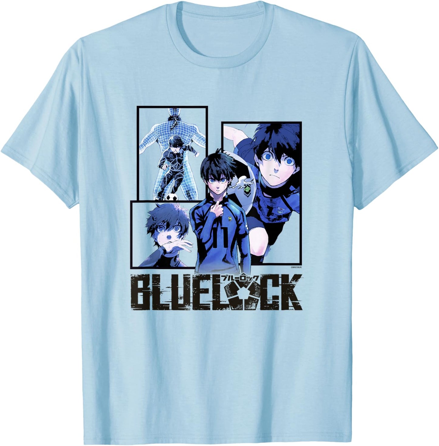 Blue Lock Yoichi Isagi The Mind On The Game Big Split Logo T-Shirt - T-Shirt | Light Blue