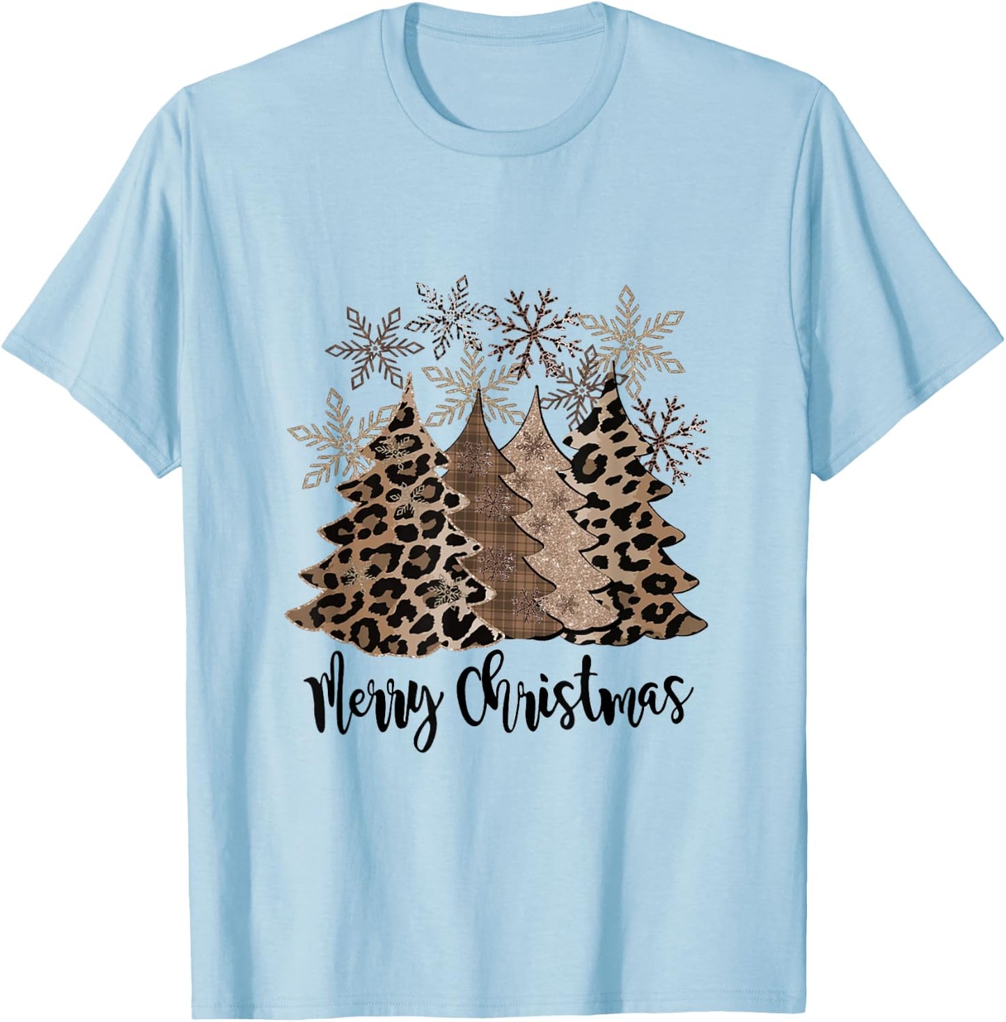 Merry Christmas Tree Buffalo Plaid Red White Green Christmas T-Shirt - T-Shirt | Light Blue