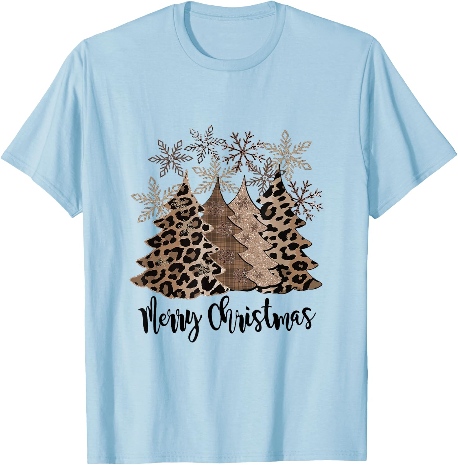 Merry Christmas Tree Buffalo Plaid Red White Green Christmas T-Shirt - T-Shirt | Light Blue