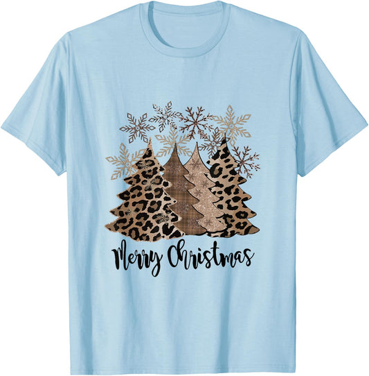 Merry Christmas Tree Buffalo Plaid Red White Green Christmas T-Shirt - T-Shirt | Light Blue