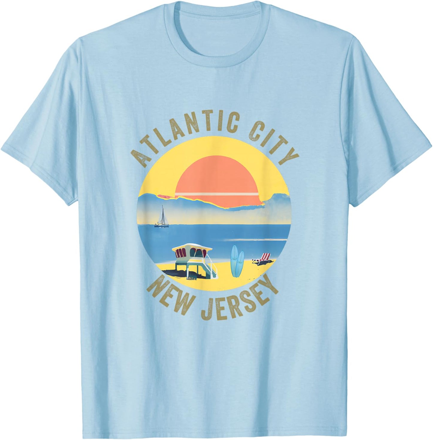 Atlantic City Souvenir Apparel - Retro Vintage Atlantic City T-Shirt - T-Shirt | Light Blue