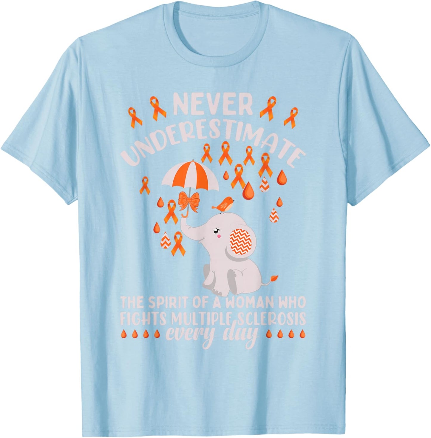 Multiple Sclerosis Awareness Month Cute MS Elephant T-Shirt - T-Shirt | Light Blue