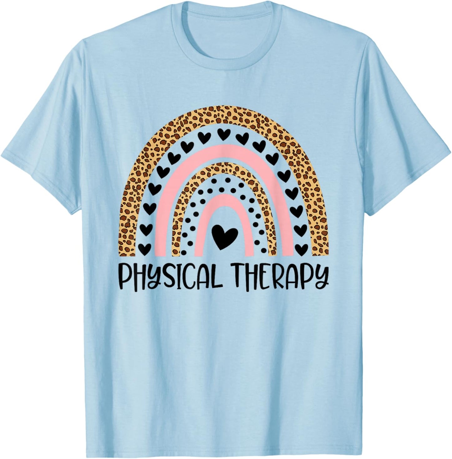 Physical Therapy Rainbow Leopard Therapist PT Month Women T-Shirt - T-Shirt | Light Blue