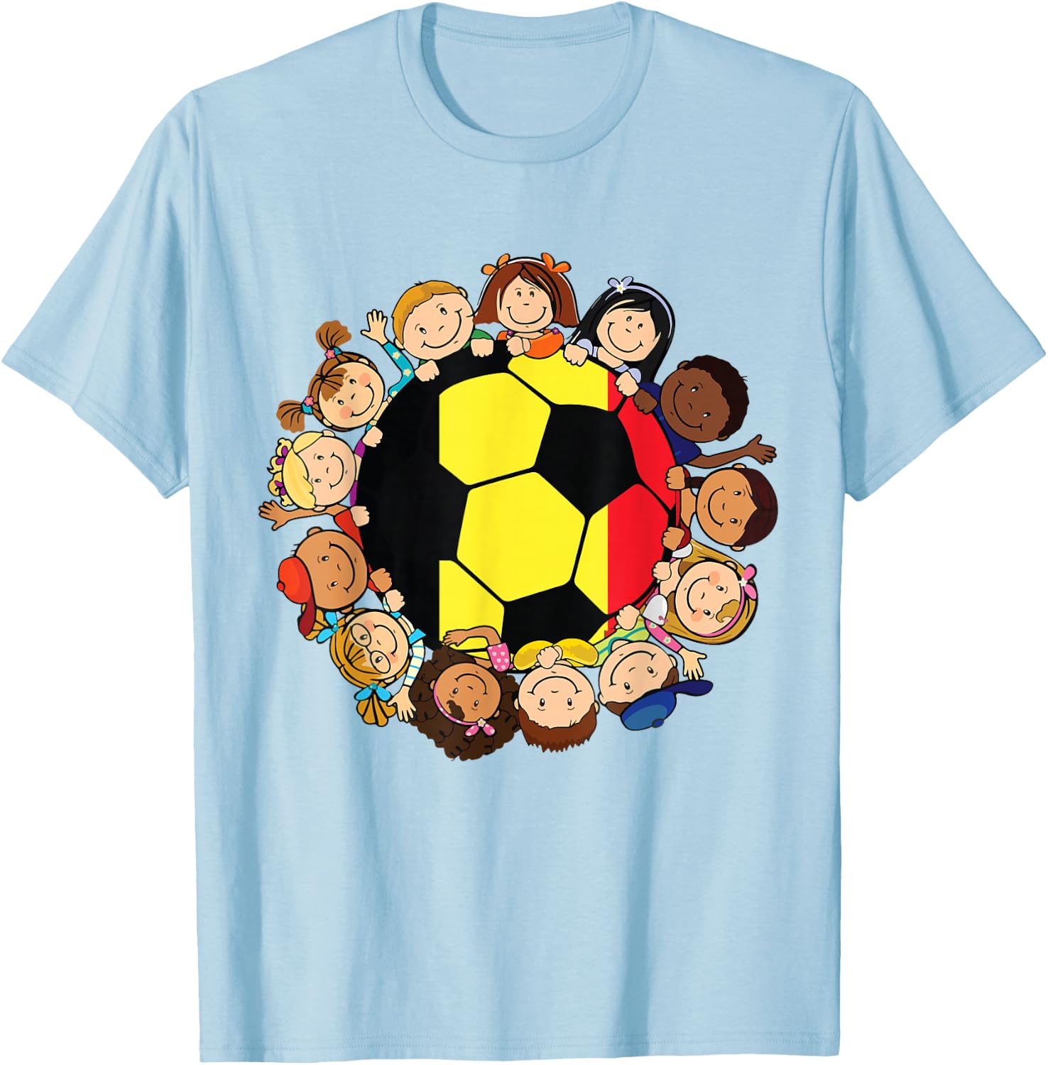 Belgium Soccer Ball Kids Toddler Girls Around Belgian Flag T-Shirt - T-Shirt | Light Blue