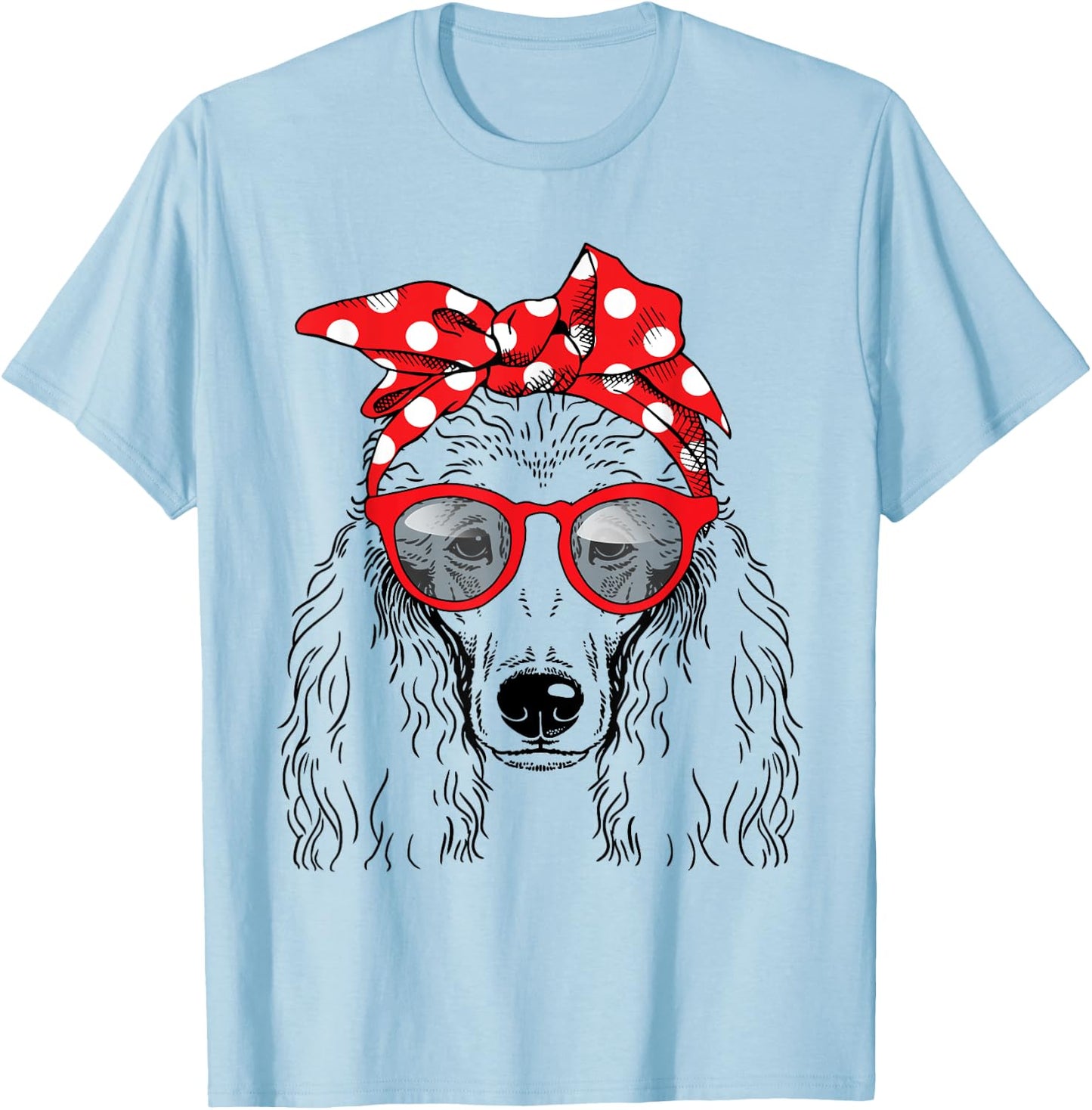 Poodle Dog Mom Bandana Sunglasses Mother's Day Men Women T-Shirt - T-Shirt | Light Blue