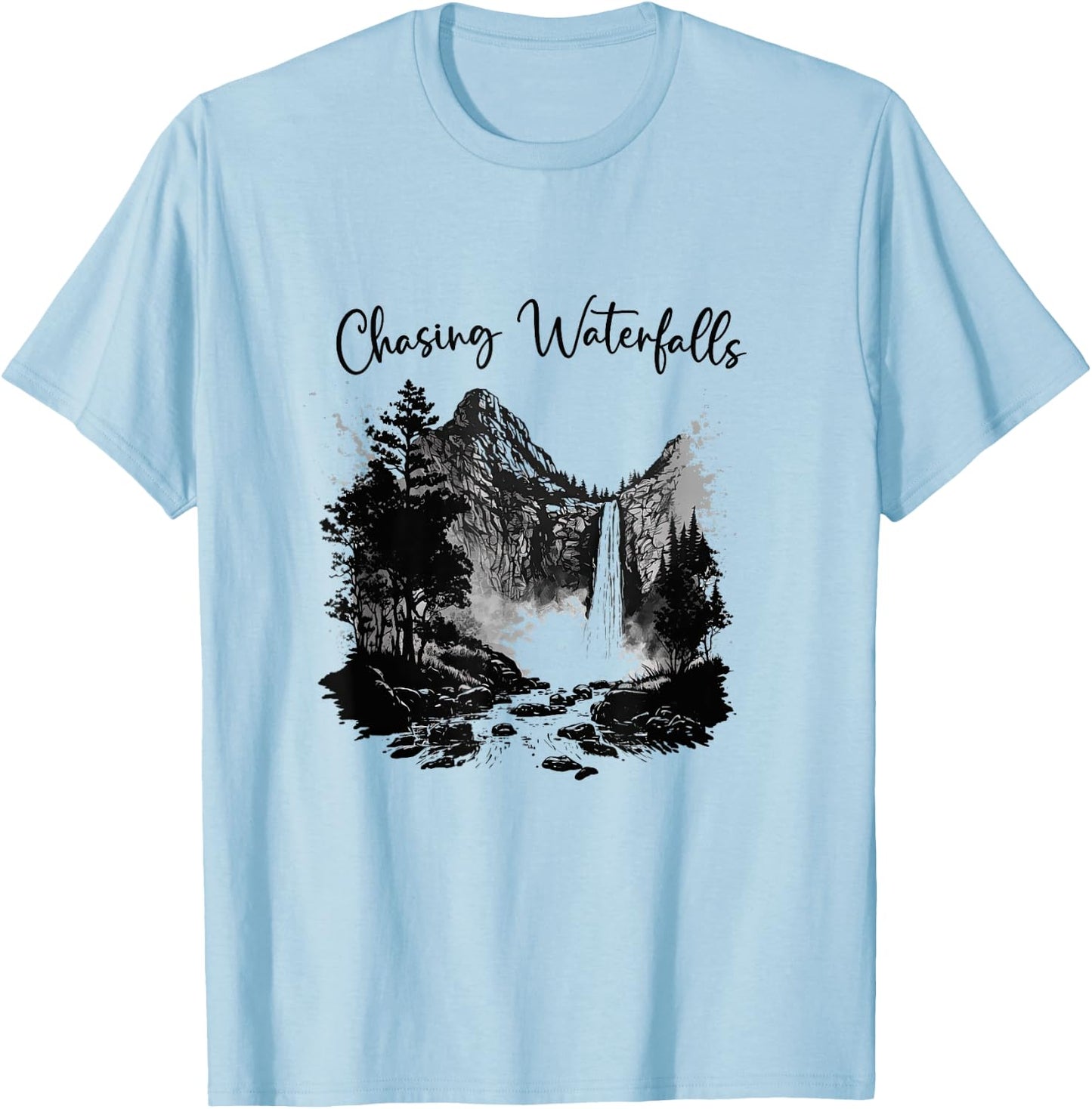 Hiking Hiking Chasing Waterfalls Hikers Nature Lover T-Shirt - T-Shirt | Light Blue