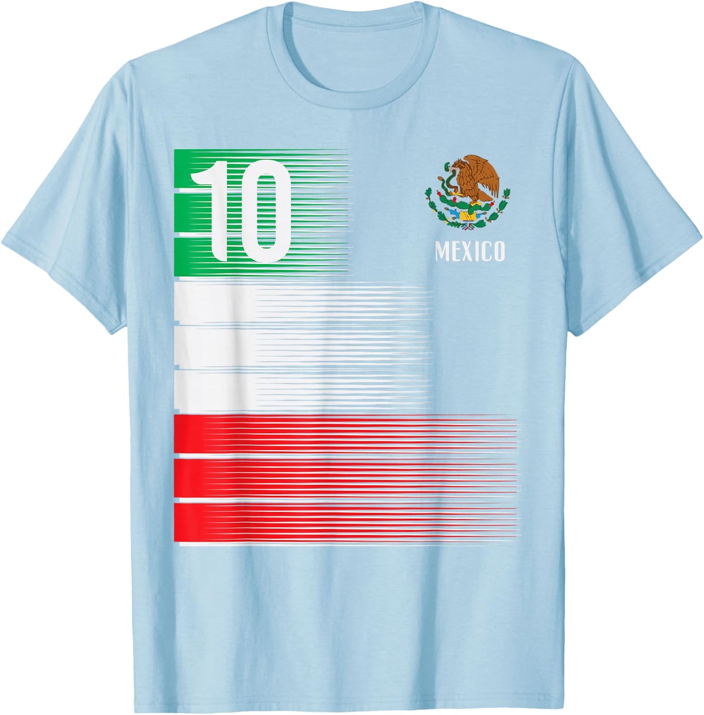 Mexico Flag Number 10 Mexican Soccer Fan Men Women Kids Boys T-Shirt - T-Shirt | Light Blue