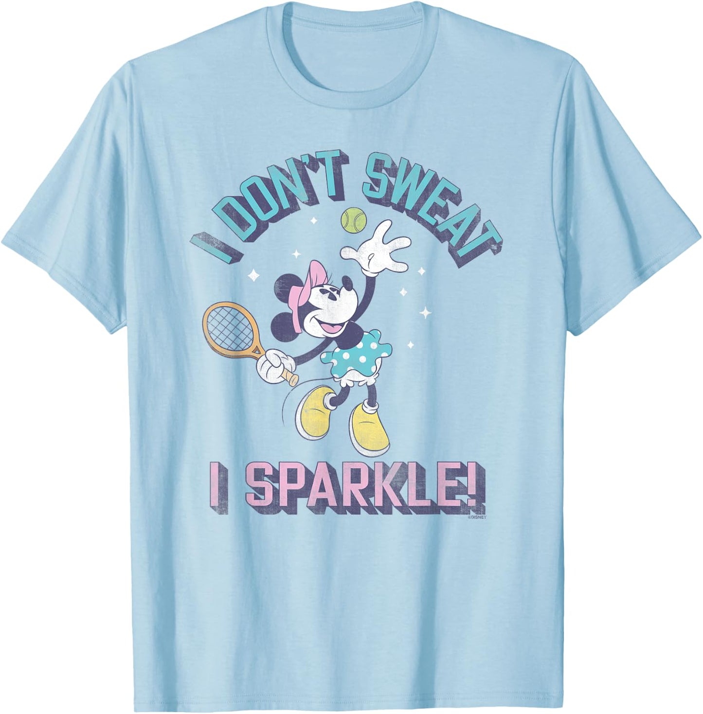 Disney Minnie Mouse Sports Tennis I Don't Sweat, I Sparkle! T-Shirt - T-Shirt | Light Blue