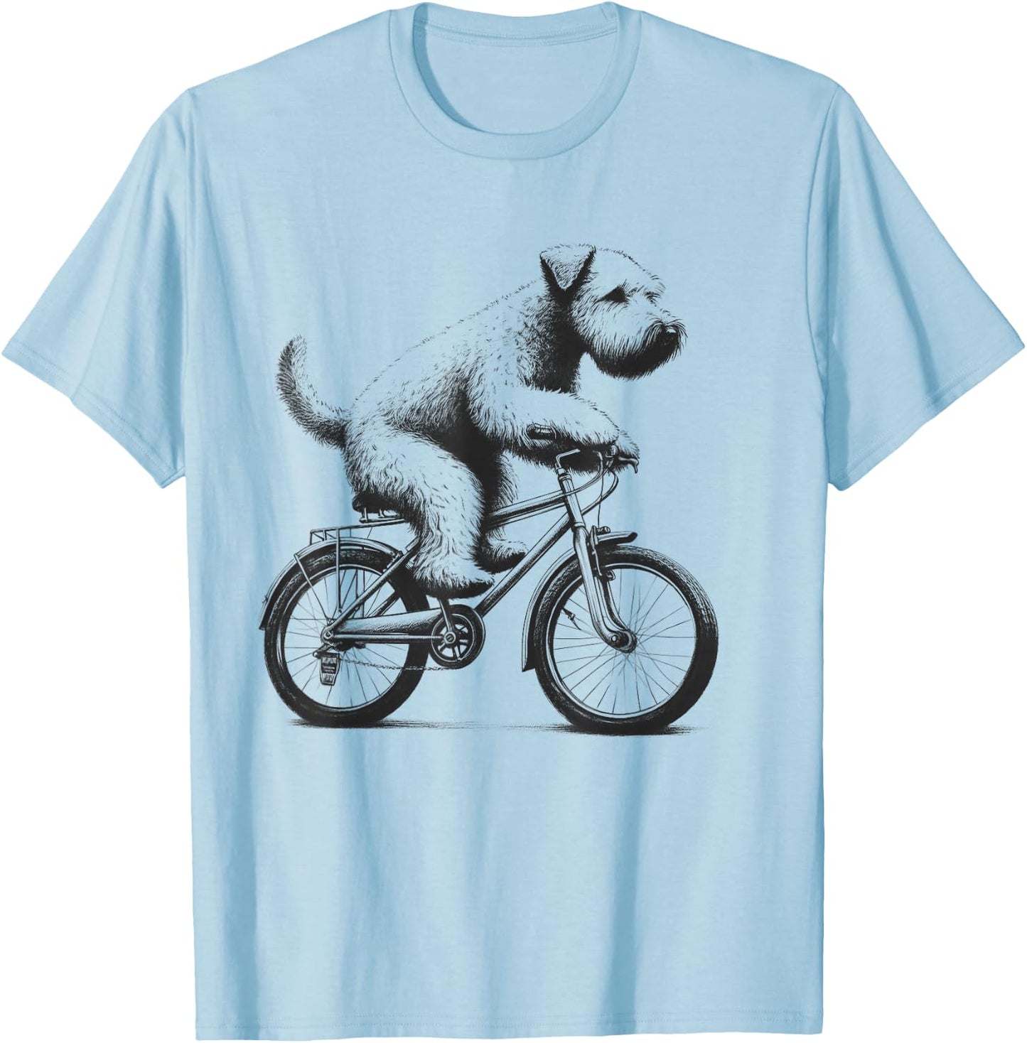 Soft Coated Wheaten Terrier Dog Riding a Bike Cycling T-Shirt - T-Shirt | Light Blue