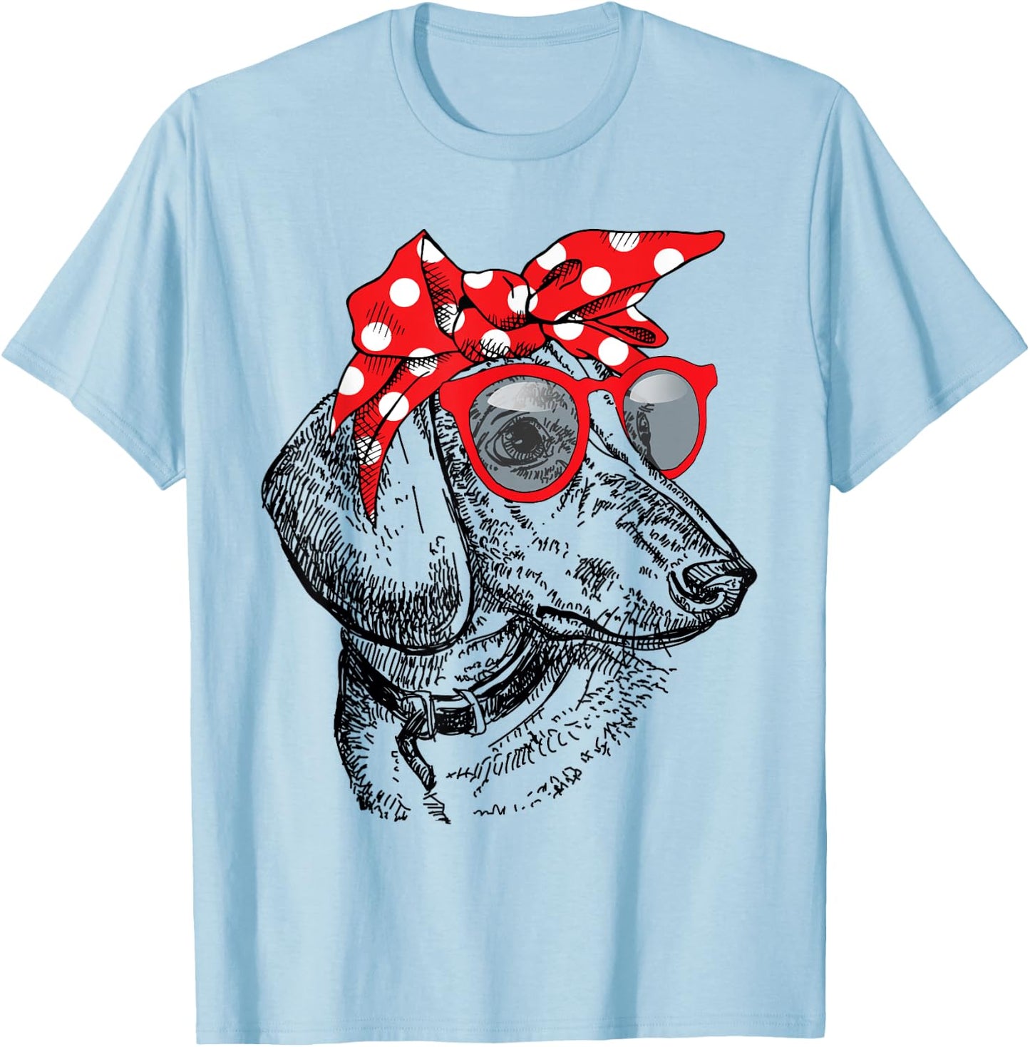 Dachshund Dog Mom Bandana Sunglasses Mother's Day Women T-Shirt - T-Shirt | Light Blue