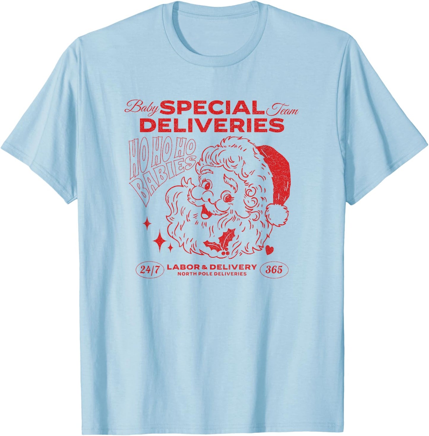 Special Deliveries, Labor and Delivery Christmas T-Shirt - T-Shirt | Light Blue