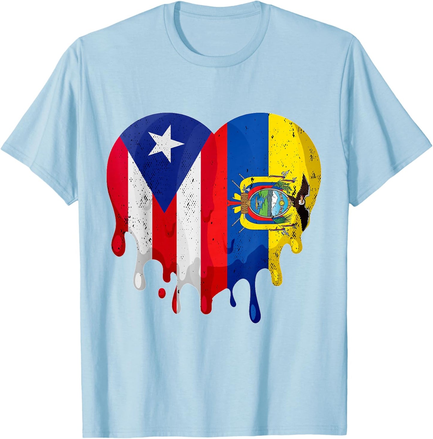Puerto Rico Ecuador Flag Heart Citizen Grown Patriot Country T-Shirt - T-Shirt | Light Blue