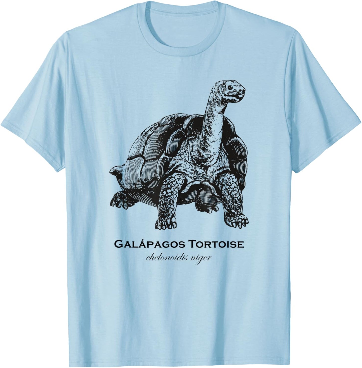 Vintage Galapagos Tortoise Designs by BAS -Adults & Kids Classic Fit Retro Cartoon Animal Print Grey Small T-Shirt - T-Shirt | Light Blue