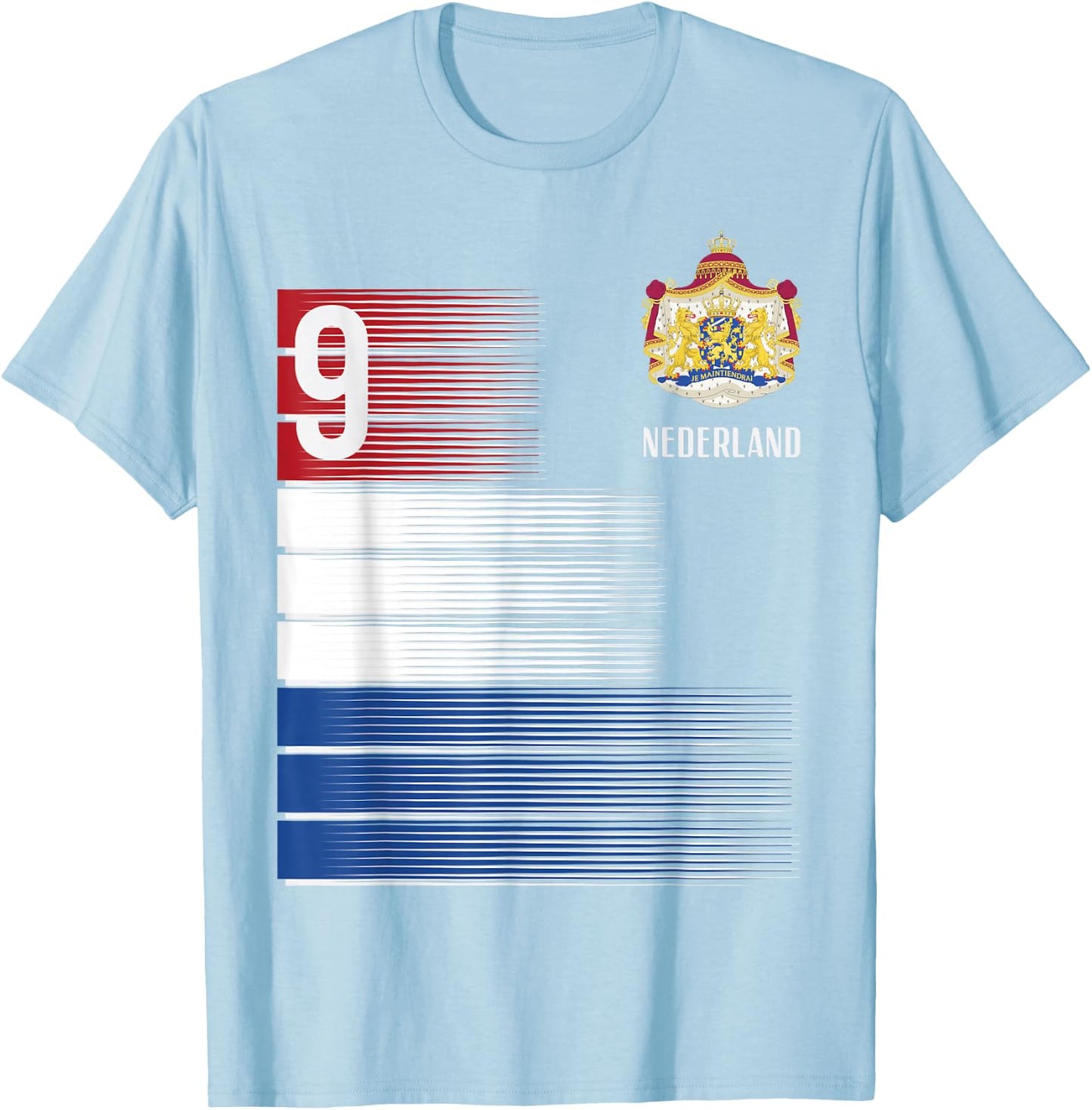 Netherlands Flag Number 9 Dutch Soccer Men Women Kids Boys T-Shirt - T-Shirt | Light Blue