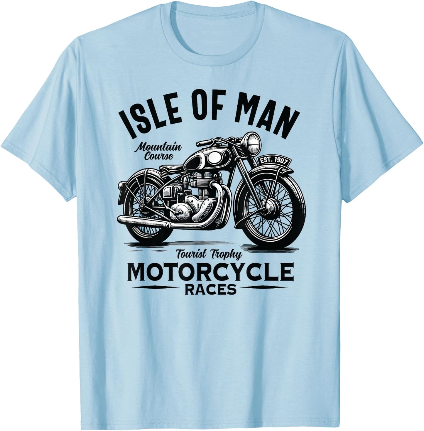 Isle of Man TT Races Vintage Motorcycle Retro Design T-Shirt - T-Shirt | Light Blue
