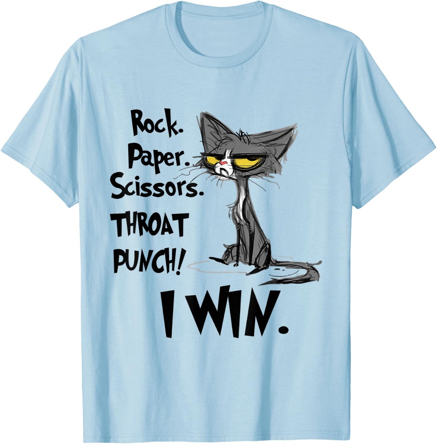Rock Paper Scissors Throat Punch I Win T-Shirt - T-Shirt | Light Blue