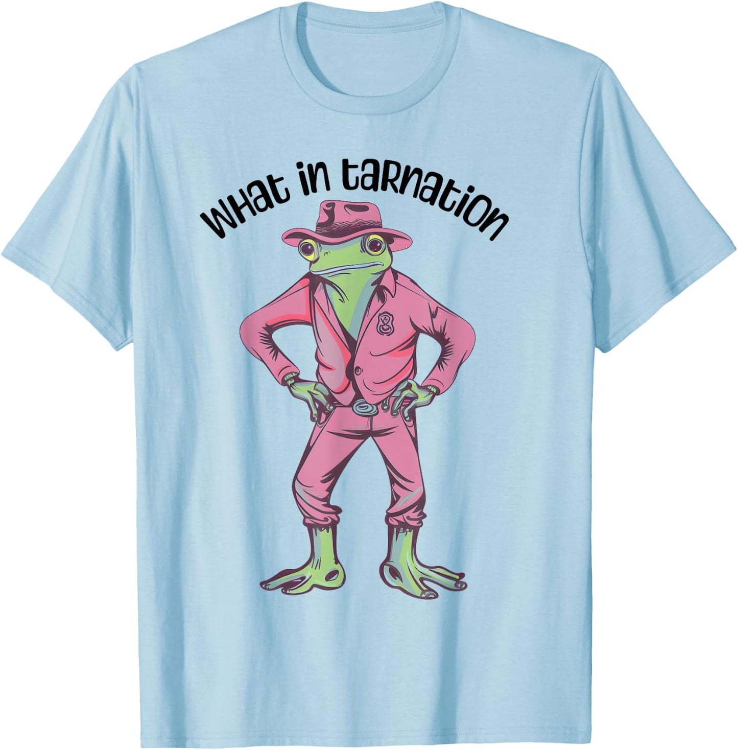 Cowgirl Frog Funny Western Frog Country Frogcore Pink Cowboy T-Shirt - T-Shirt | Light Blue