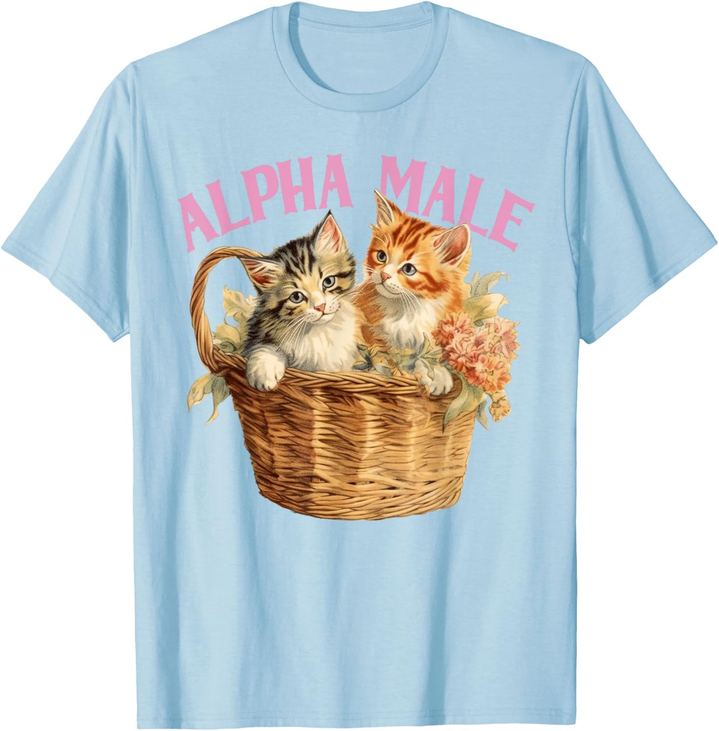 Alpha Cat Male Ironic Funny Kitten Weird Y2K Humor Kittens T-Shirt - T-Shirt | Light Blue