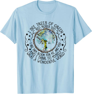 Myself What A Wonderful World T-Shirt - T-Shirt | Light Blue