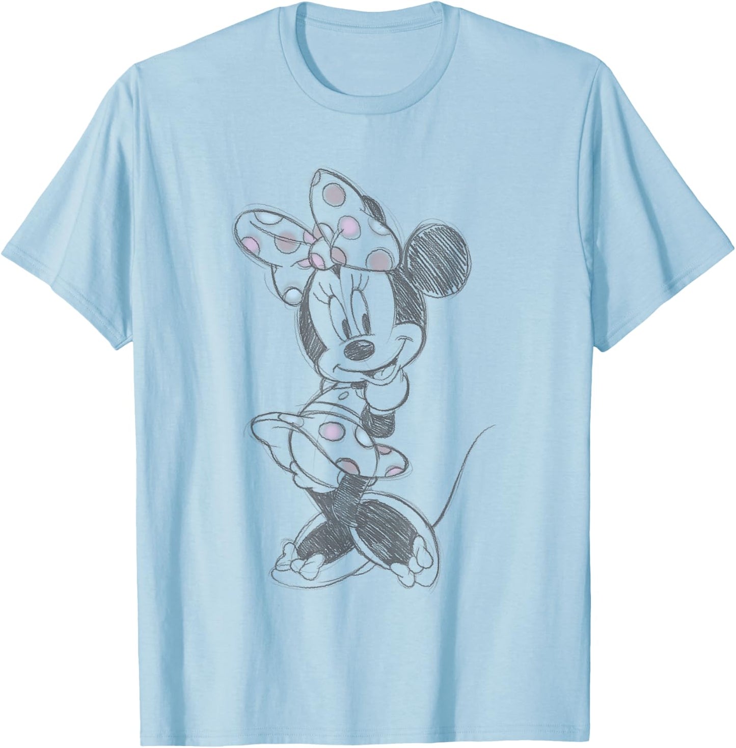 Disney Minnie Mouse Vintage Sweetie Pastel Polka Dot Sketch T-Shirt - T-Shirt | Light Blue