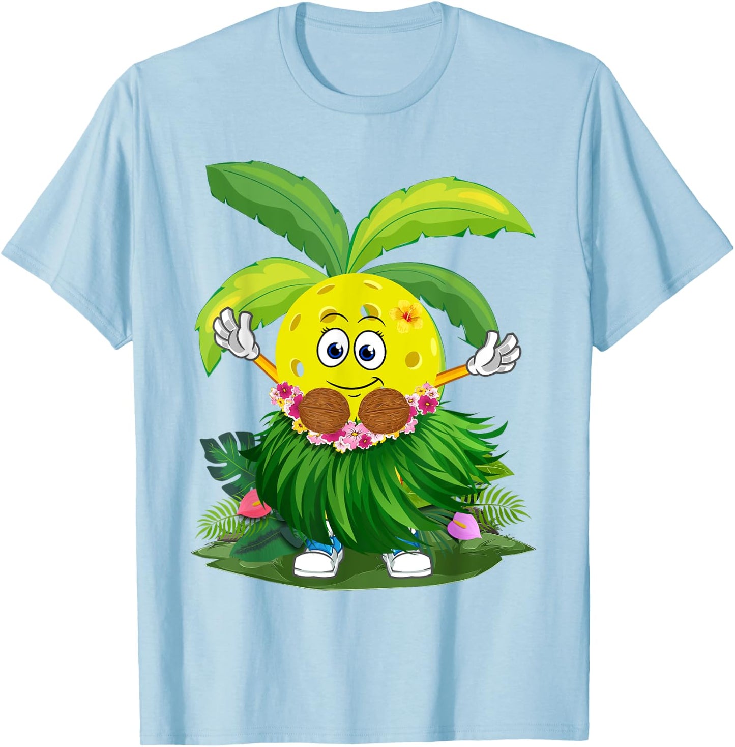 Cute Hawaiian Pickleball Ball Tropical Beach Summer Vacation Men Women Kids T-Shirt - T-Shirt | Light Blue