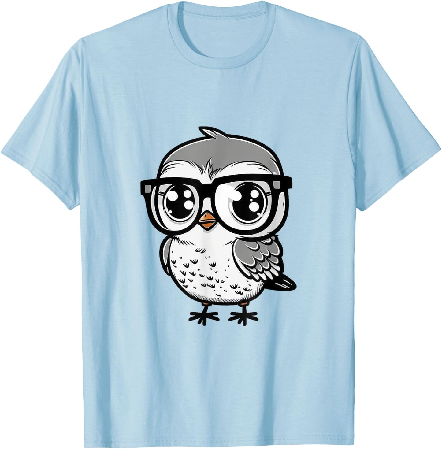 Nerdy Birdy Kawaii Cute Happy Bird with Glasses Animal T-Shirt - T-Shirt | Light Blue