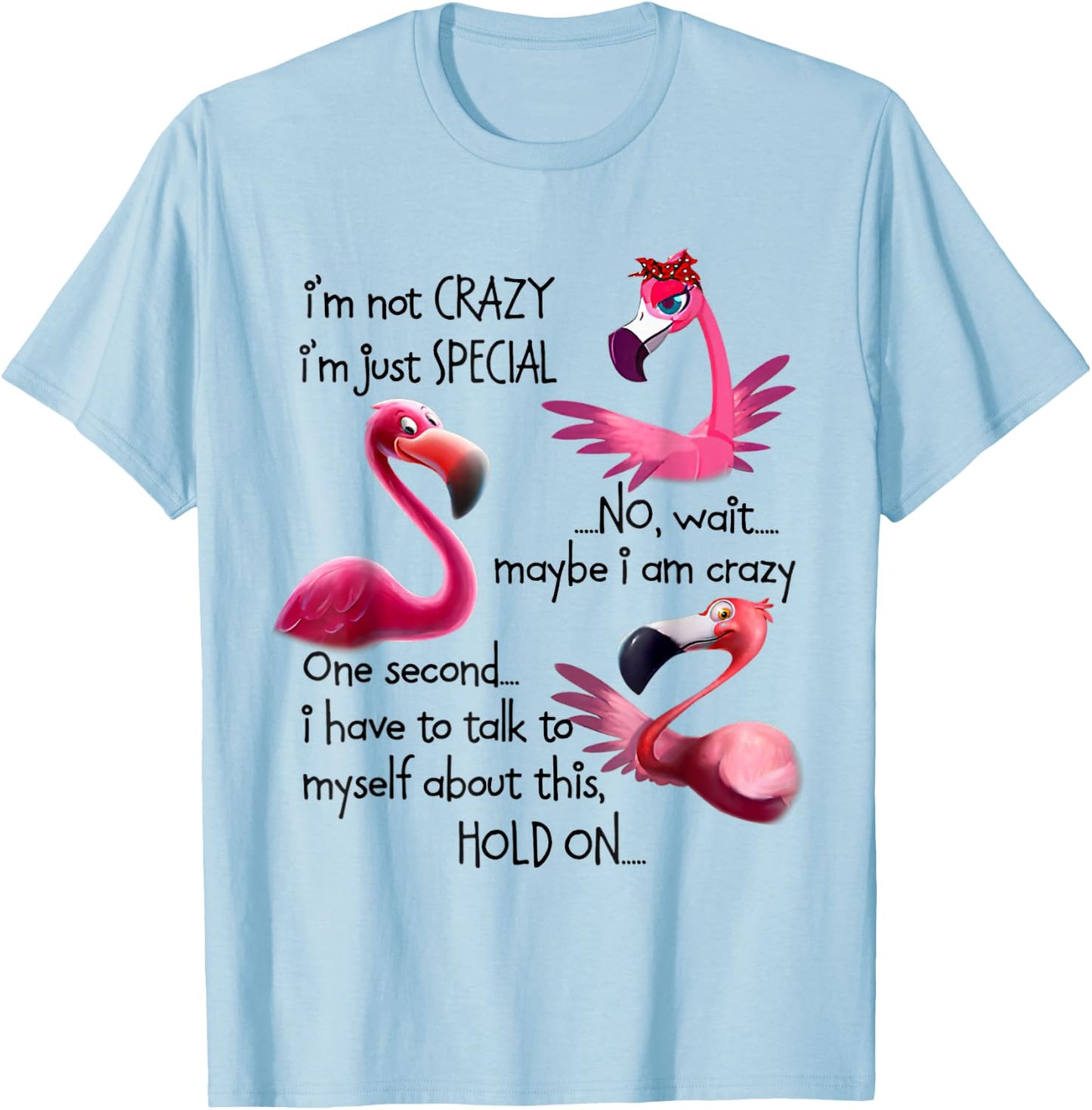 I'm Not Crazy I'm Just Special Funny Flamingo Saying T-Shirt - T-Shirt | Light Blue