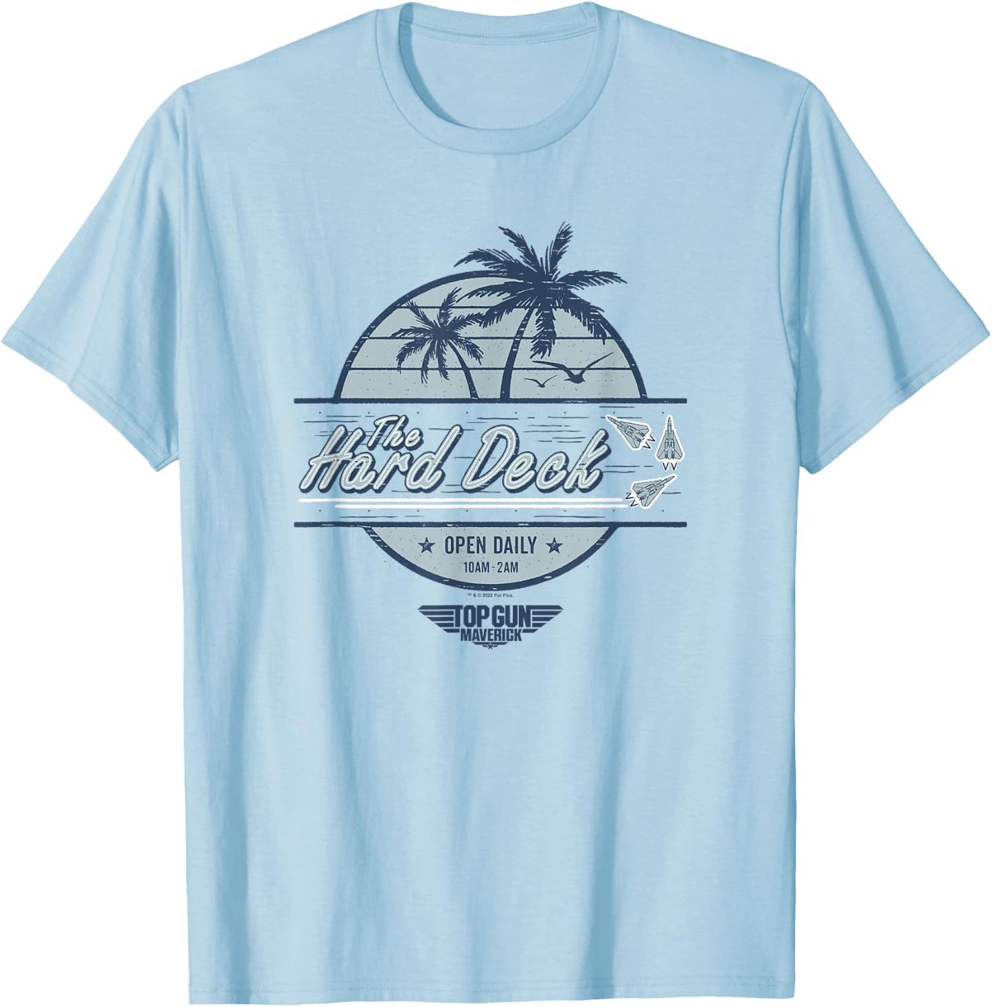 Top Gun: Maverick The Hard Deck Palm Trees Logo Small T-Shirt - T-Shirt | Light Blue