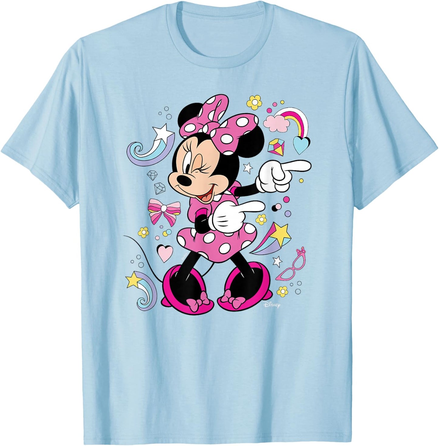 Mickey & Friends- Minnie Mouse Graphic Only T-Shirt - T-Shirt | Light Blue