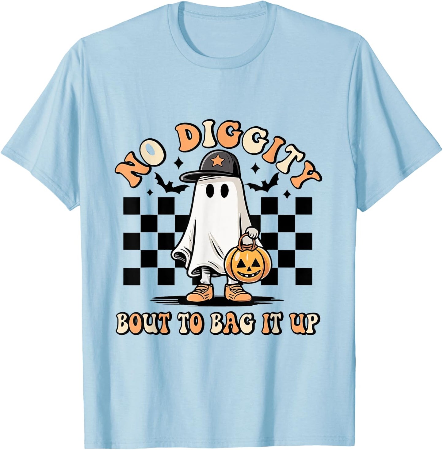 No Diggity About To Bag It Up Trick Treat Candy Halloween T-Shirt - T-Shirt | Light Blue