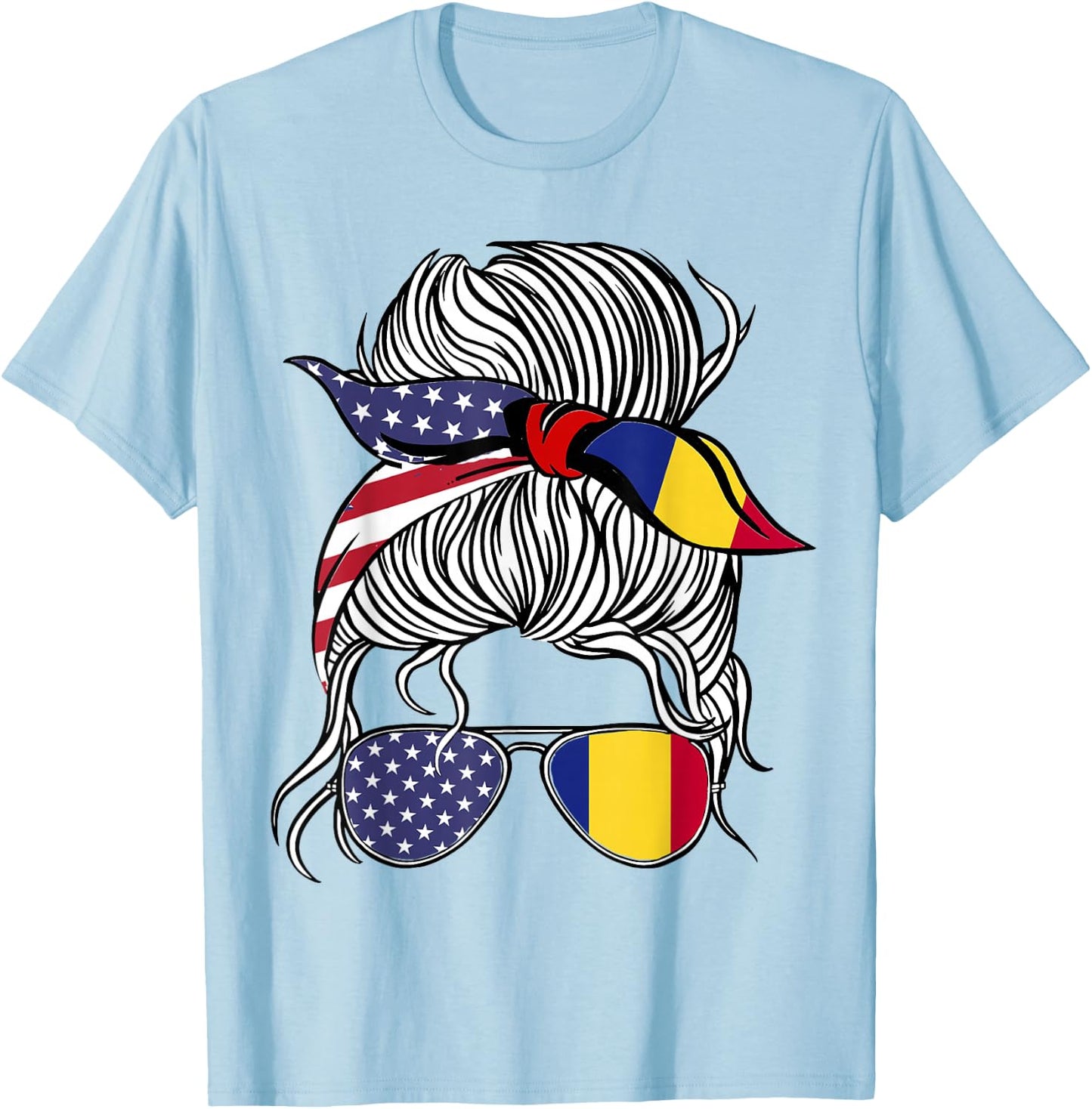 American Romanian Patriot Flag Women Girl Romania Grown T-Shirt - T-Shirt | Light Blue