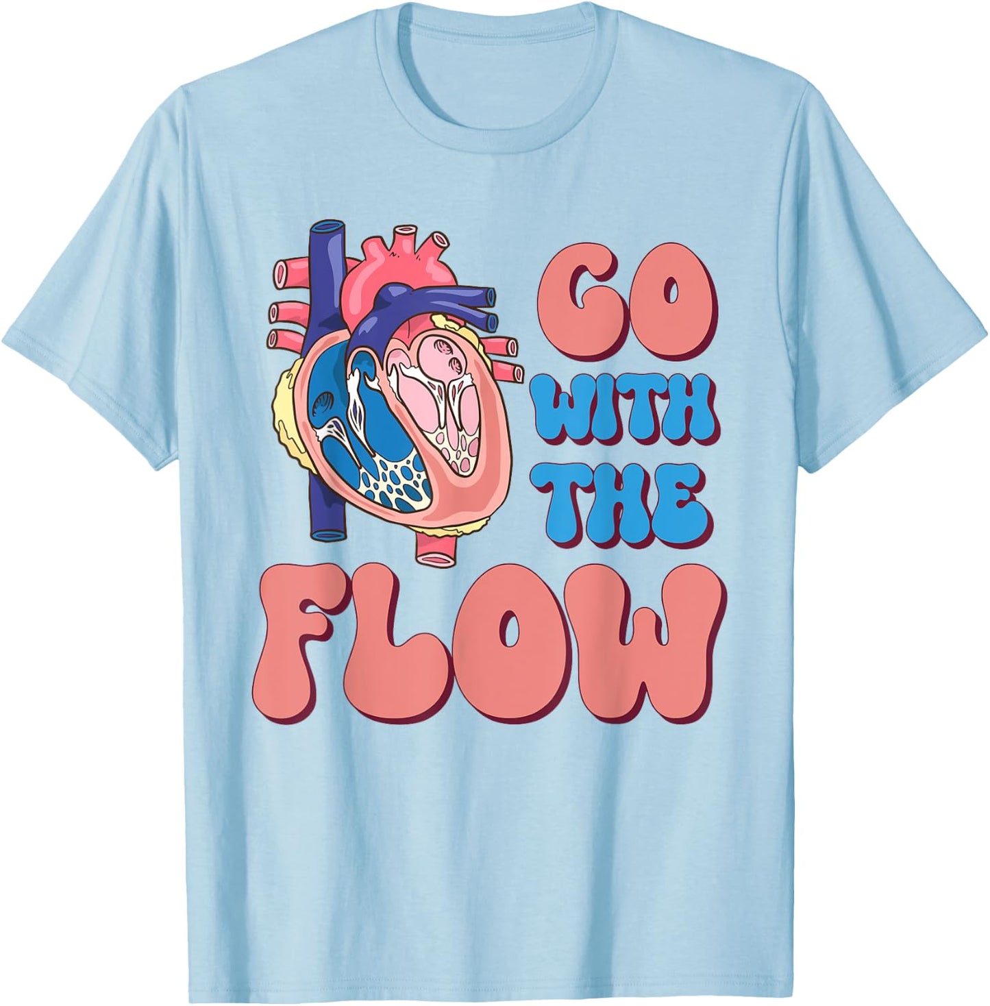 CVICU Cardiac Nurse Anatomy Cardiology Human Heart Flow T-Shirt - T-Shirt | Light Blue