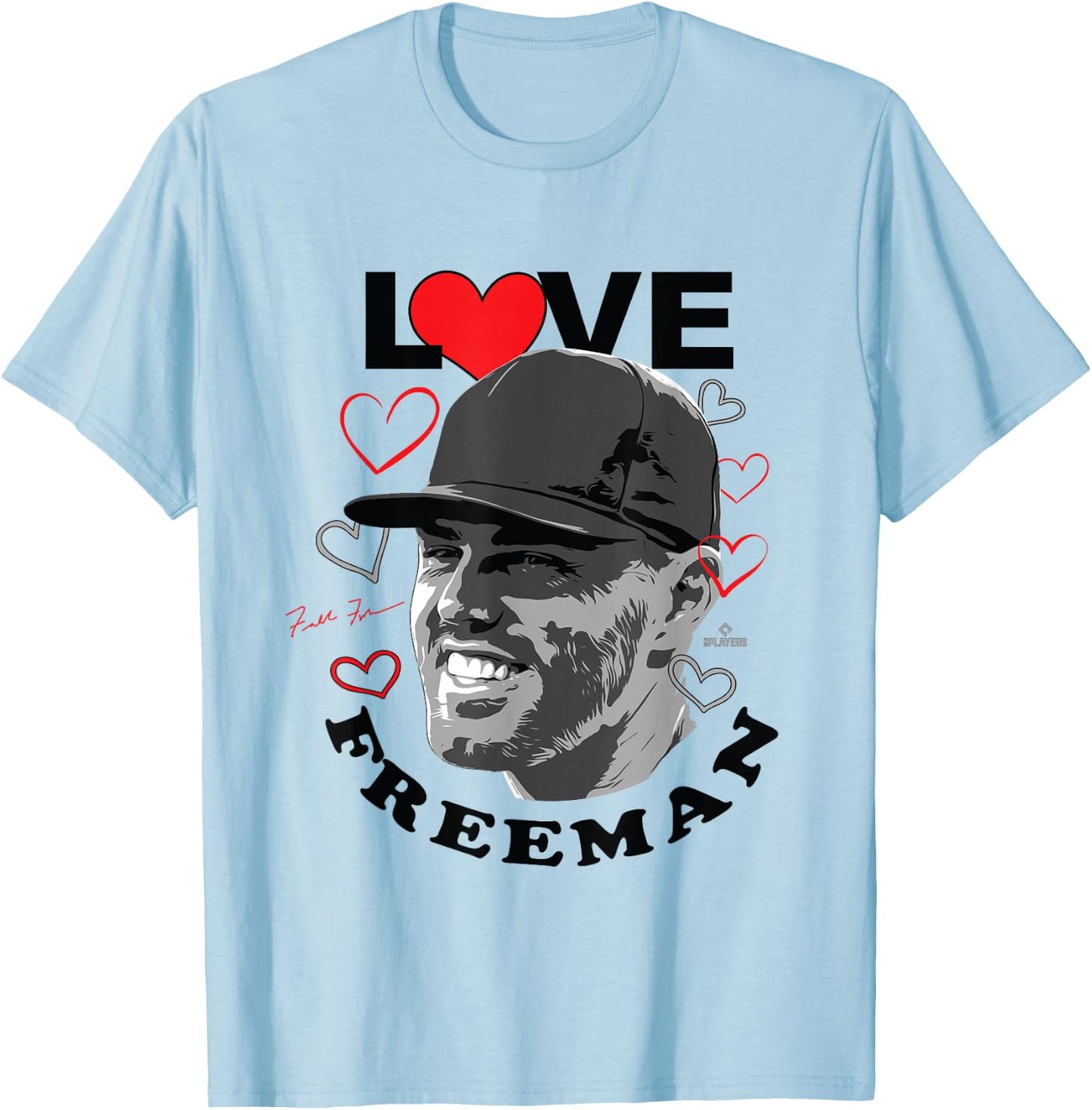 Love Freddie Freeman Los Angeles Baseball MLBPA T-Shirt - T-Shirt | Light Blue