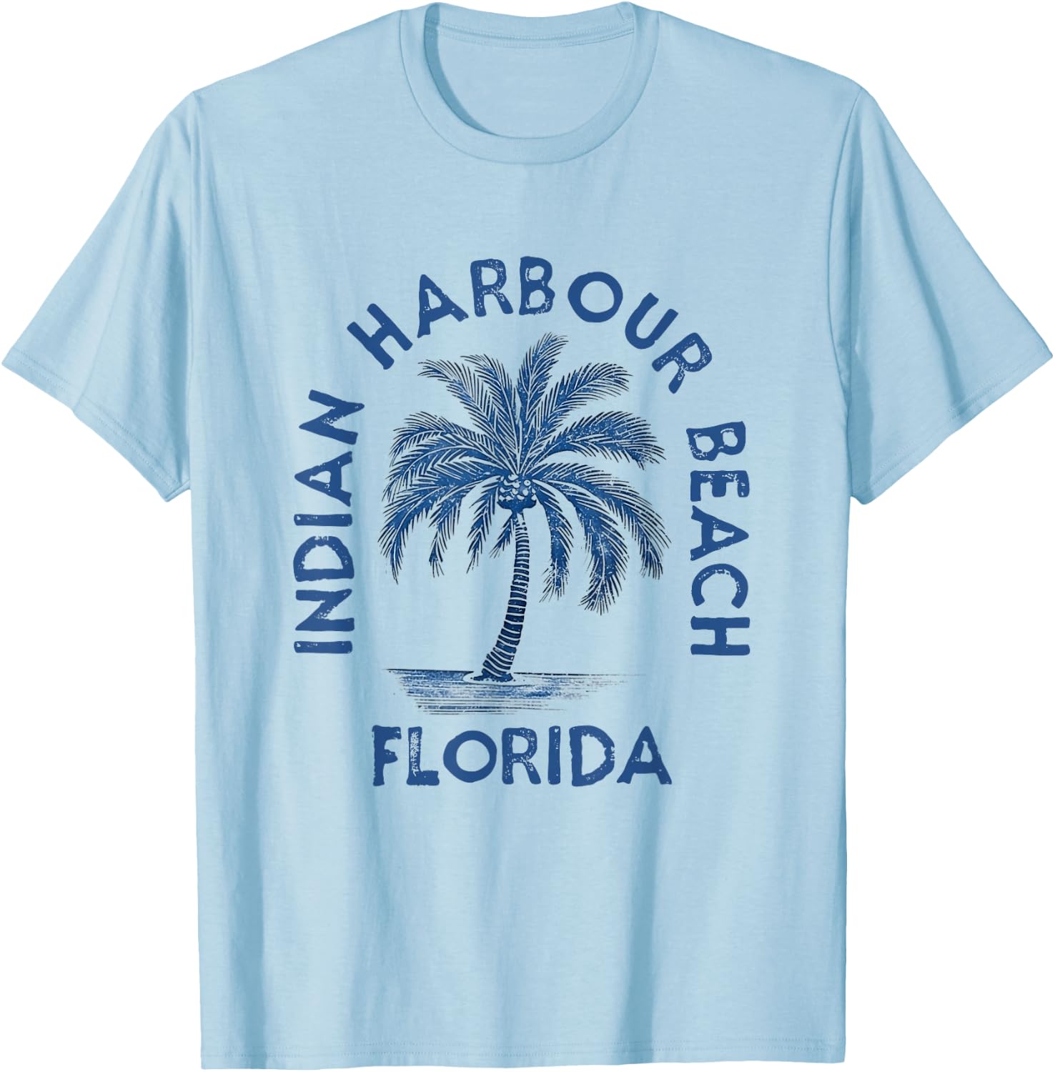 Vintage Indian Harbour Beach Florida Palm Tree FL Retro Men Women T-Shirt - T-Shirt | Light Blue
