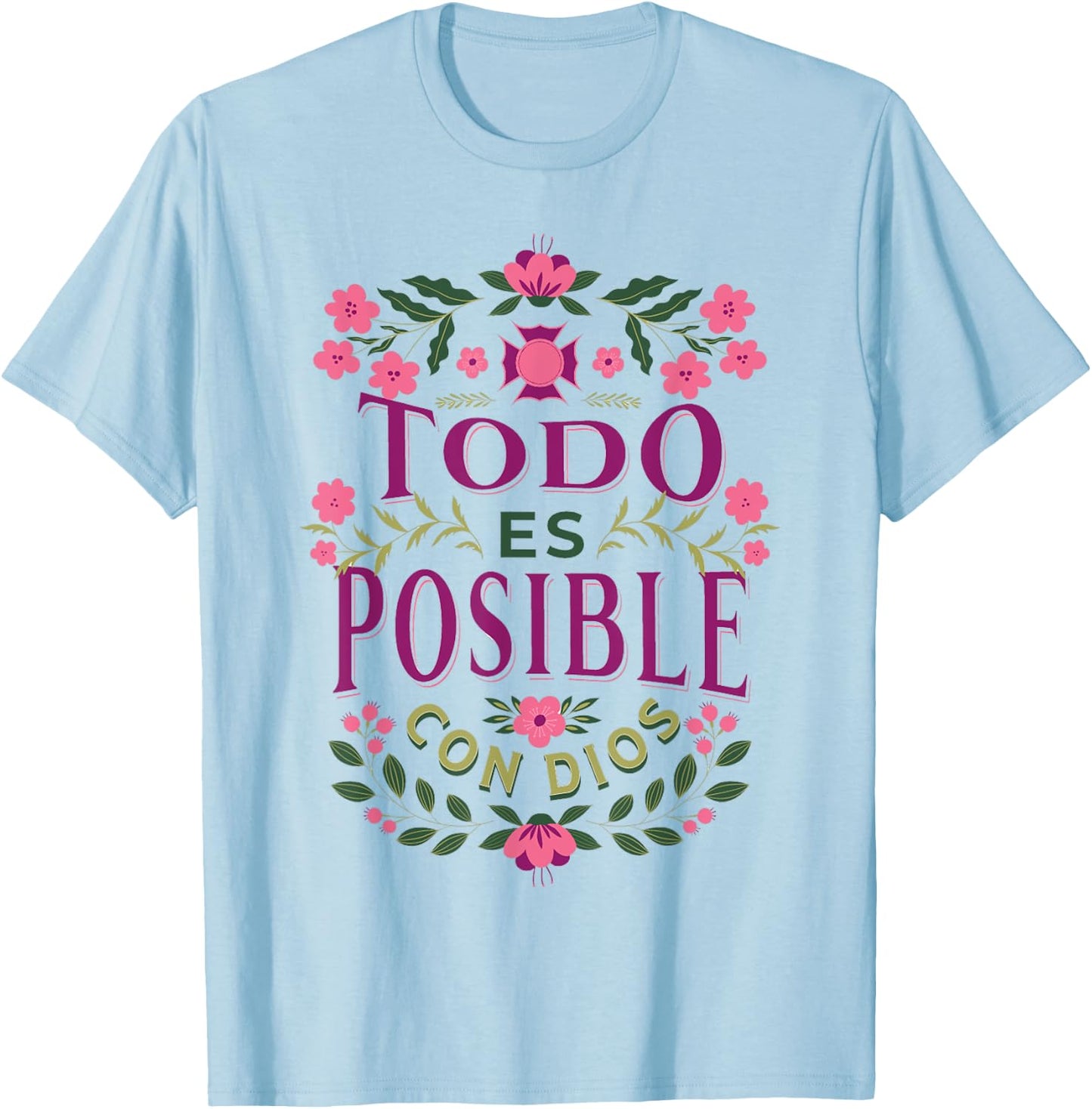 Christians Quote in Spanish Christian Bible Verse Quote T-Shirt - T-Shirt | Light Blue