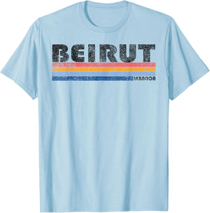 Vintage 1980s Style Beirut Lebanon design T-Shirt - T-Shirt | Light Blue