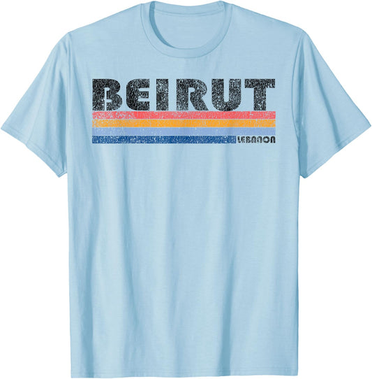 Vintage 1980s Style Beirut Lebanon design T-Shirt - T-Shirt | Light Blue