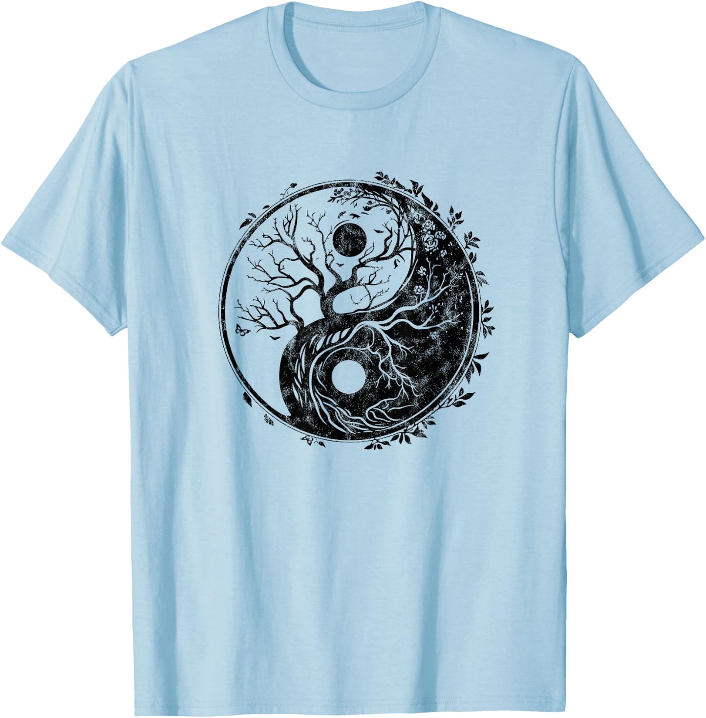 Yin Yang symbol, tree of life, Tai chi, Qigong, yoga, Taoism T-Shirt - T-Shirt | Light Blue