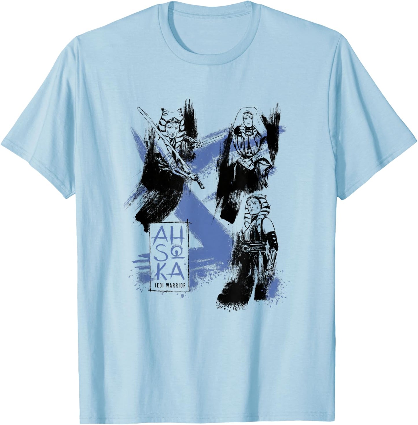 Star Wars: Ahsoka Tano Inked Posed Portraits Collage T-Shirt - T-Shirt | Light Blue