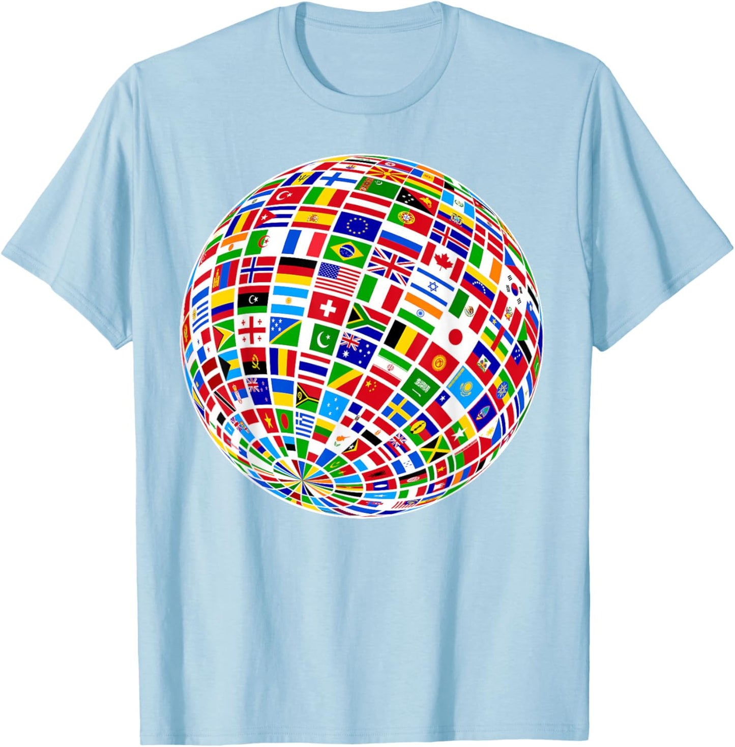Flags The Countries of the World Globe Earth World Flags T-Shirt - T-Shirt | Light Blue