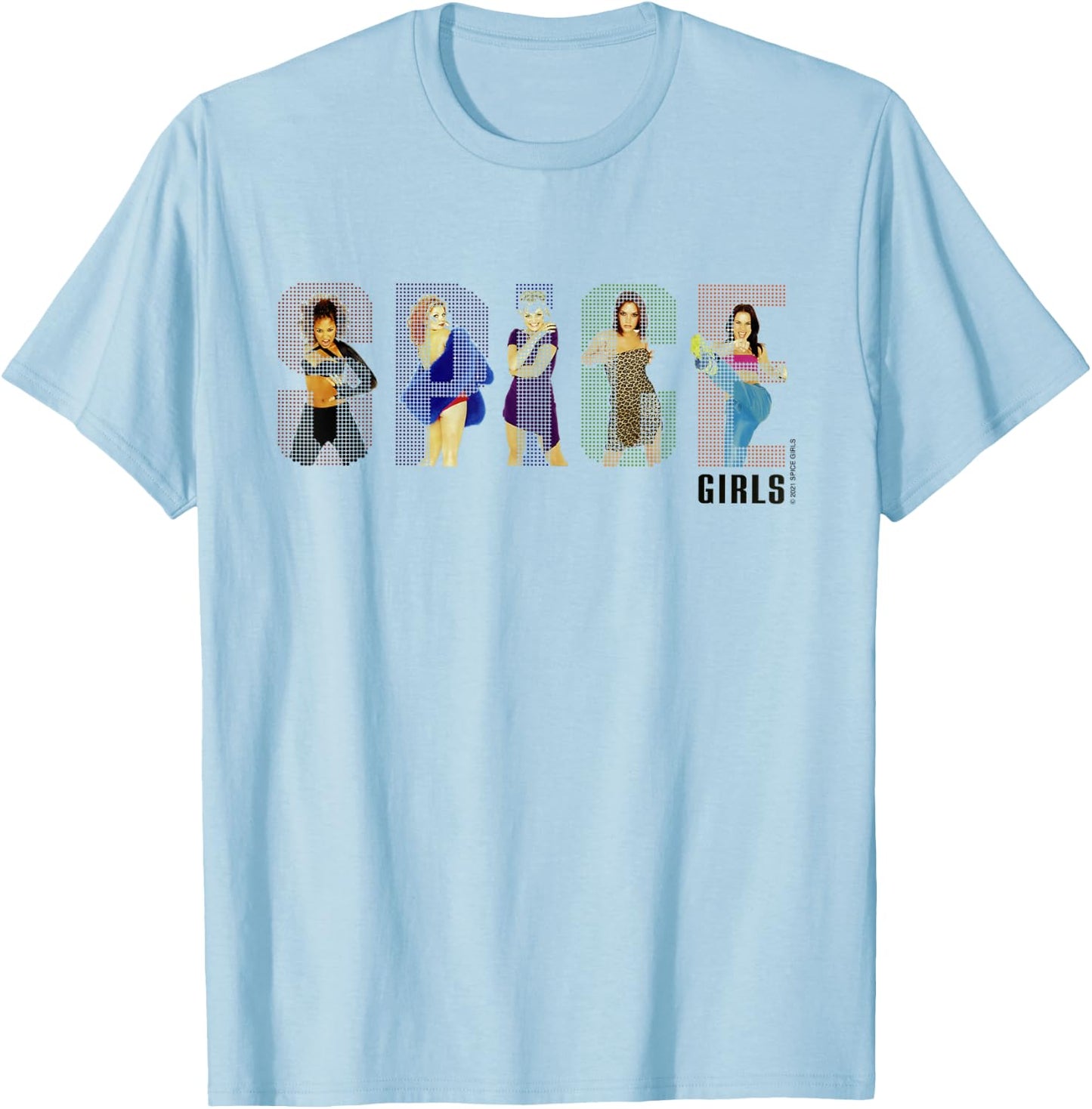 Spice Girls Classic White Album - , Short Sleeve, 100% Cotton T-Shirt - T-Shirt | Light Blue