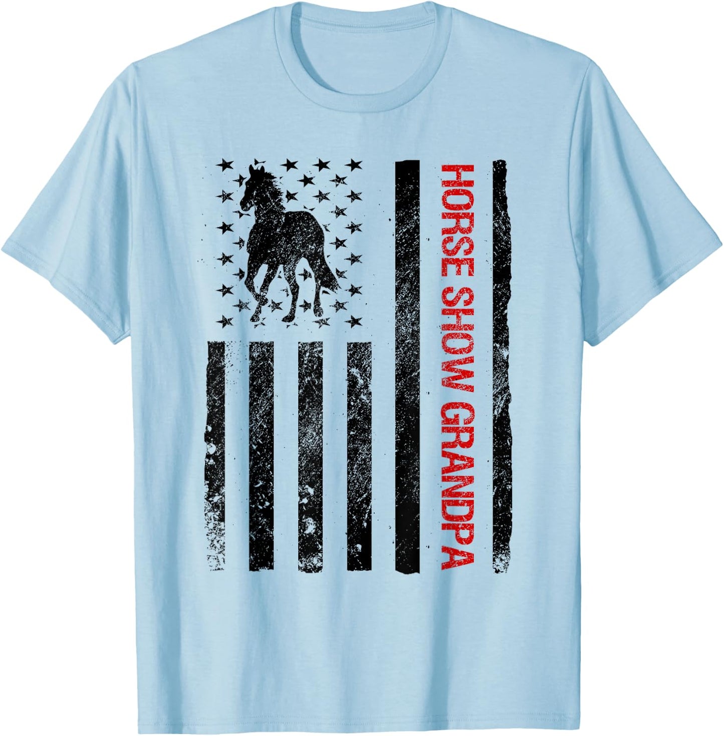 Funny Horse Show Grandpa American USA Flag Kids Men T-Shirt - T-Shirt | Light Blue