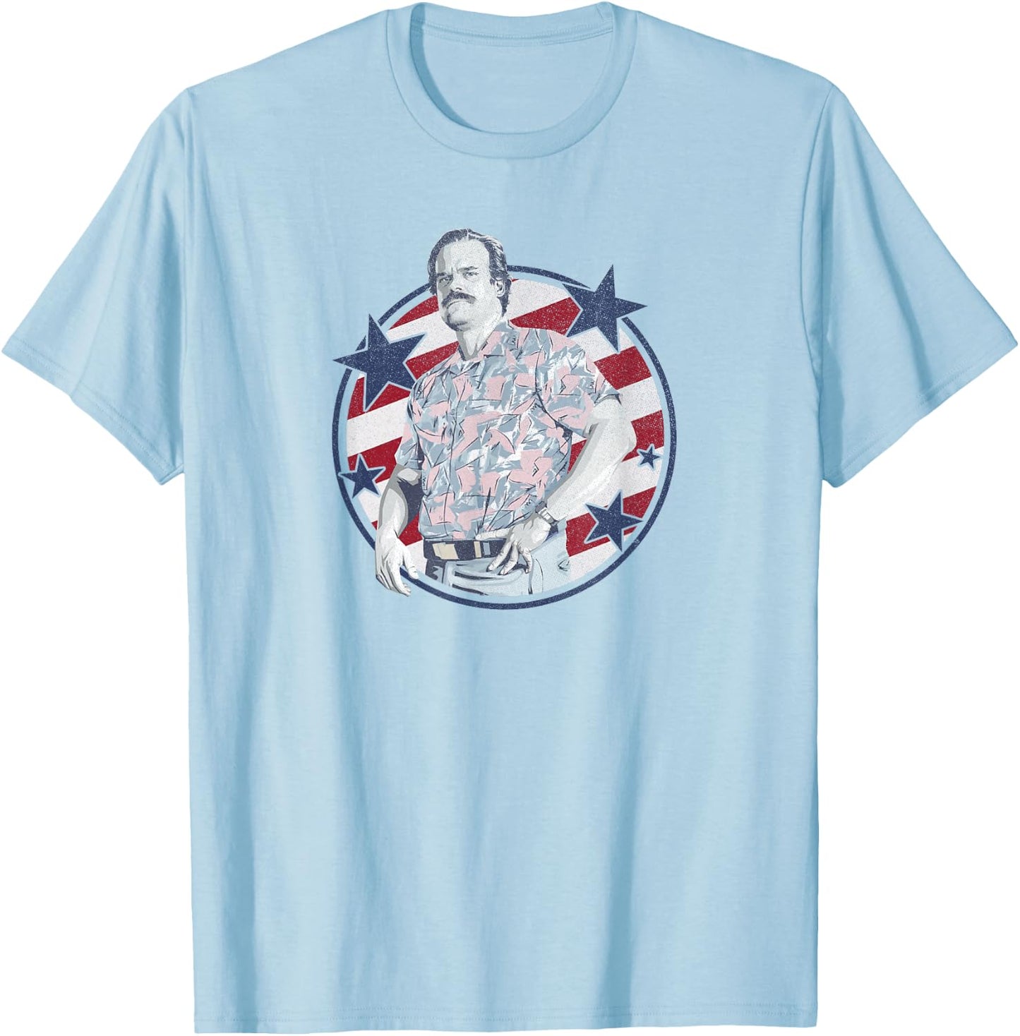 Stranger Things Jim Hopper Country Pride Logo Americana T-Shirt - T-Shirt | Light Blue
