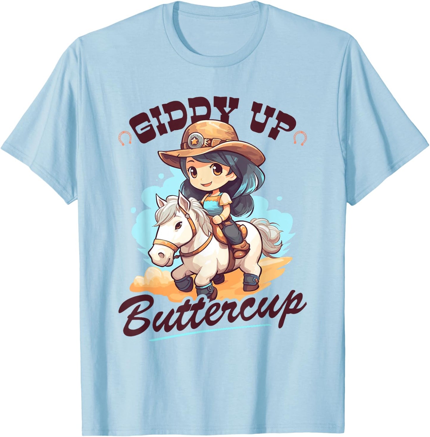 Giddy Up Buttercup, Country Rodeo Girl Toddler Cowgirl T-Shirt - T-Shirt | Light Blue