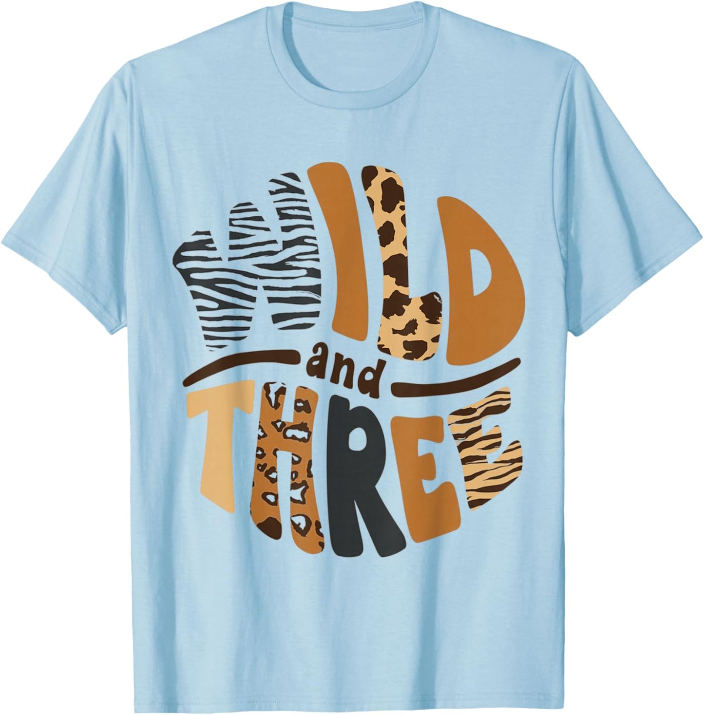 Kids Wild And Three 3rd Birthday Boy Funny Leopard Toddler T-Shirt - T-Shirt | Light Blue